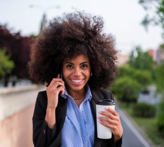 portrait young woman with afro type hair lifestyle